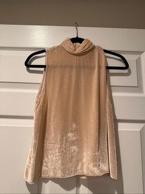 AMANDA UPRICHARD Sleeveless Velvet Mock Neck Top in Blush Size XS